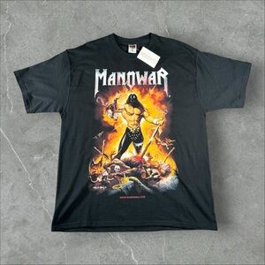Vintage Manowar Shirt Men XL Black Old Deadstock 90s Y2K Power Metal Concert Tee